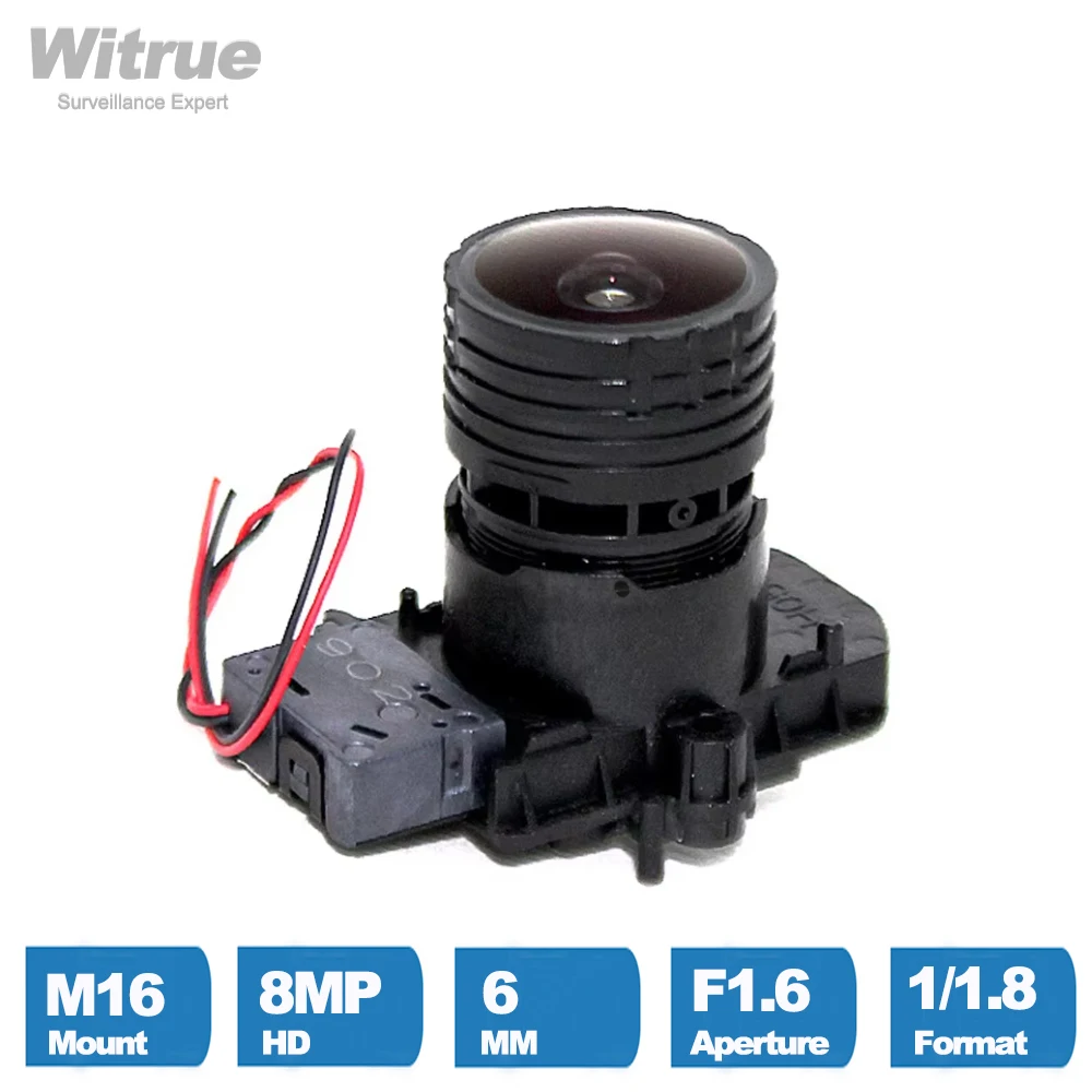 Witrue 4K HD 8MP  CCTV Lens 6mm M16*P0.5 Mount F1.6  1/1.8