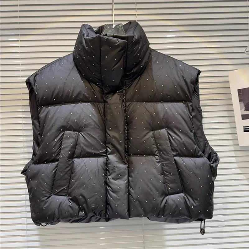 Winter Women Casual Loose Thicken Jacket Coat Mock Neck Zipper Up Solid Warm Sleeveless Vests Coats Female Cotton Jacket 2026