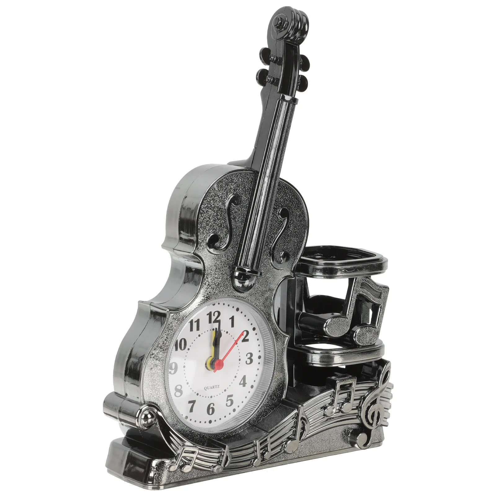 Violin Pen Holder Table For Desk Decoration Household Plastic Violin Ornament Shelf Clock Decorative Kids Alarm Clock
