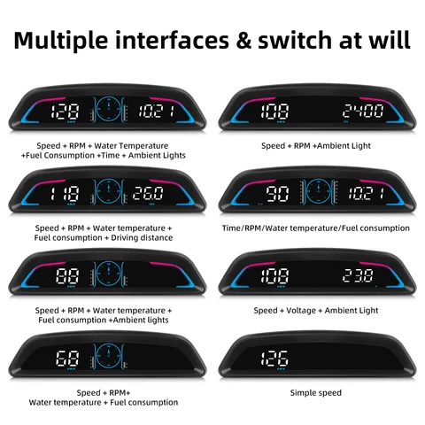 Умный цифровой счетчик HUD B3 obd2, дисплей, многофункциональный спидометр, тахометр, об/мин, температура воды, вольт, расход топлива, охранная сигнализация