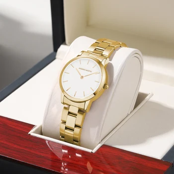 2021 أفضل تصميم العلامة التجارية ساعات يد نسائية مجموعات موضة الذهب الوردي مقاوم للماء اليابان حركة ساعة كوارتز سوار فولاذي غير قابل للصدأ