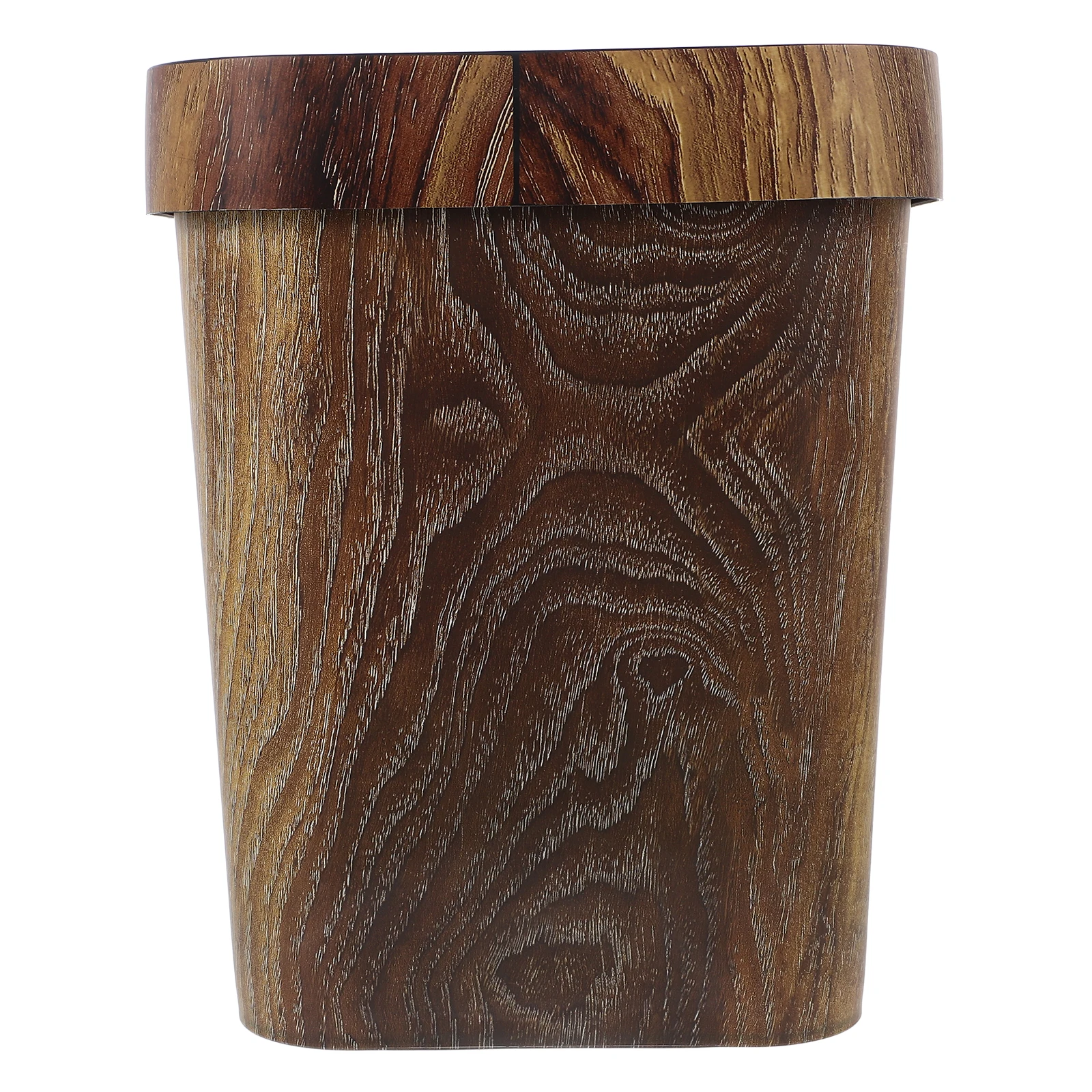 

12L Square Plastic Wastebasket Wooden Pattern Trash Can Large Capacity Lidless Garbage Bin For Office Home Bedroom Farmhouse