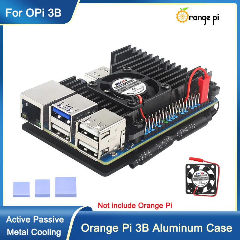 Orange Pi 3B Aluminum Alloy Case Metal Protective Shell With Cooling Fan Heatsink For Orange Pi 3B