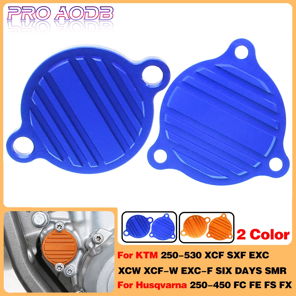 

For Husqvarna 250 350 450 501 FC FE FS FX 2016-2021 Motocross CNC Oil Pump Cover Guard Cap and Oil Filter Cover Cap For KTM EXCF