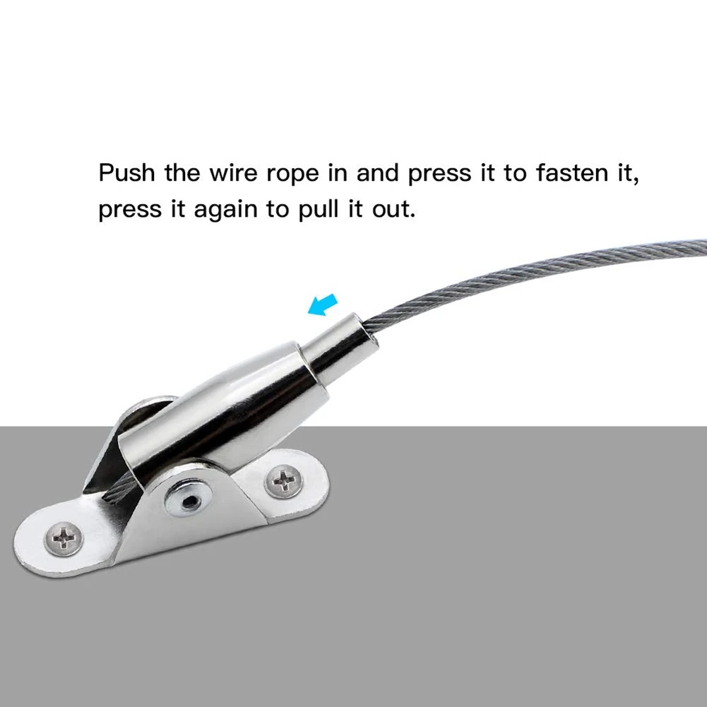 เชือกเบ็ดตกปลาเรืองแสงสแตนเลส10เมตรเชือกเหล็กเคลือบ2มม. ปรับได้เชือกแขวนผ้าม่านพร้อมที่หนีบยึด