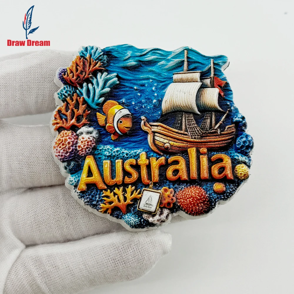 1PC Australian Deep Sea Treasure Goldfish3D Stereoscopic Refrigerator Poster for Travel Souvenir, Home Decoration, Fine Art Gift