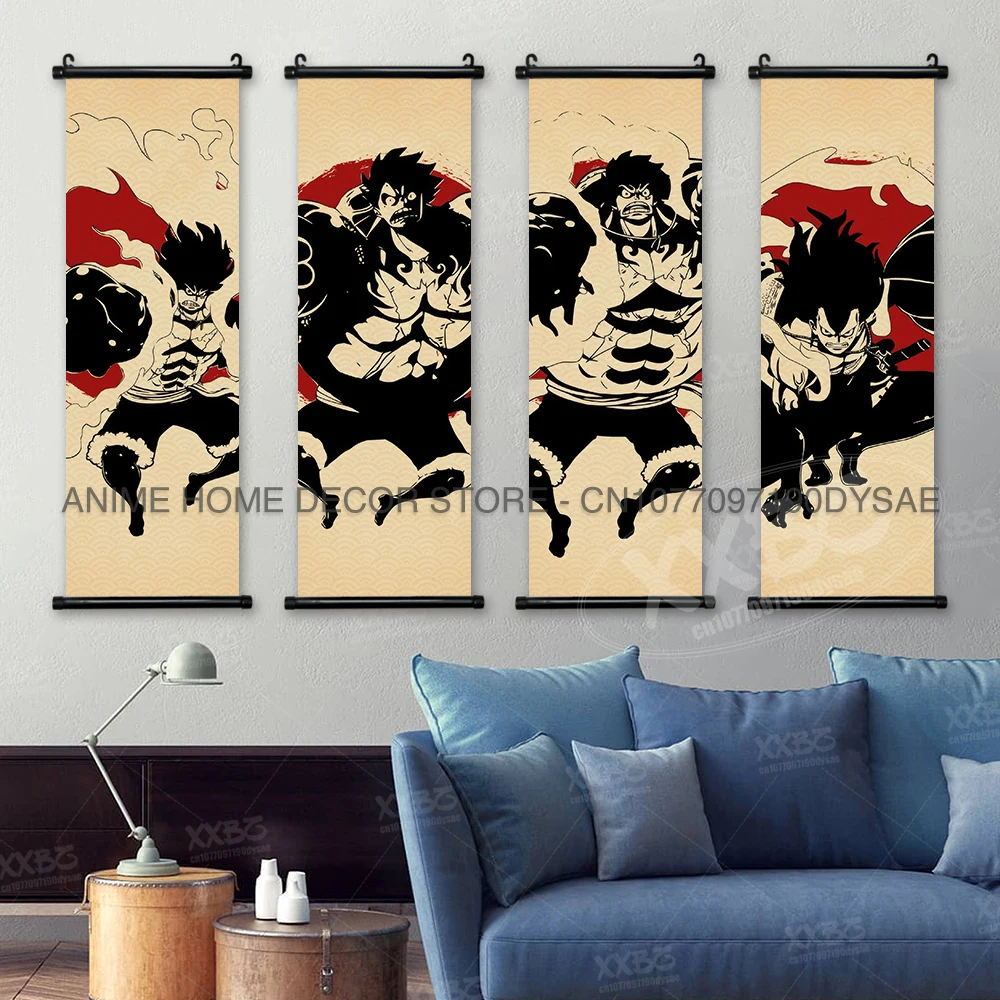 Ein Stück Poster Anime Home Decoration Ruffy Wand kunst Sanji hängende Malerei Zoro Schriftrollen Bild Kaidou Leinwand Schäfte Tapete – Detail 2