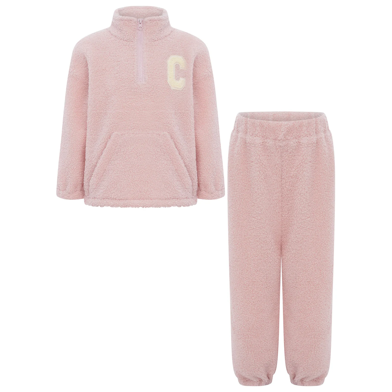 Pakaian Kasual Fleece Hangat Anak Perempuan Musim Gugur Musim Dingin Kostum Lari Rumah & Luar Ruangan Baju Lengan Panjang+Celana 2-7 Tahun