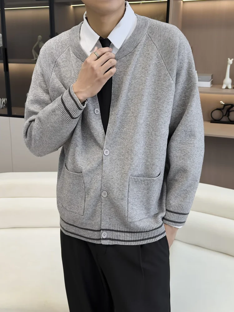 

Мужская демисезонная бейсбольная куртка-кардиган в корейском и японском ретро-стиле, с длинными рукавами, на пуговицах, для работы