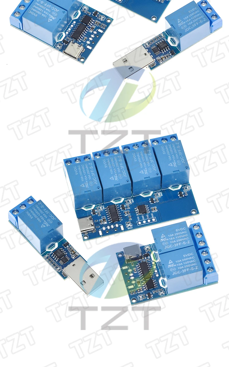 TZT 1/3 Stück LCUS-1/2/4-Wege USB-Relaismodul TZT Elektronischer Konverter USB Intelligenter Steuerschalter für Arduino – Detail 7