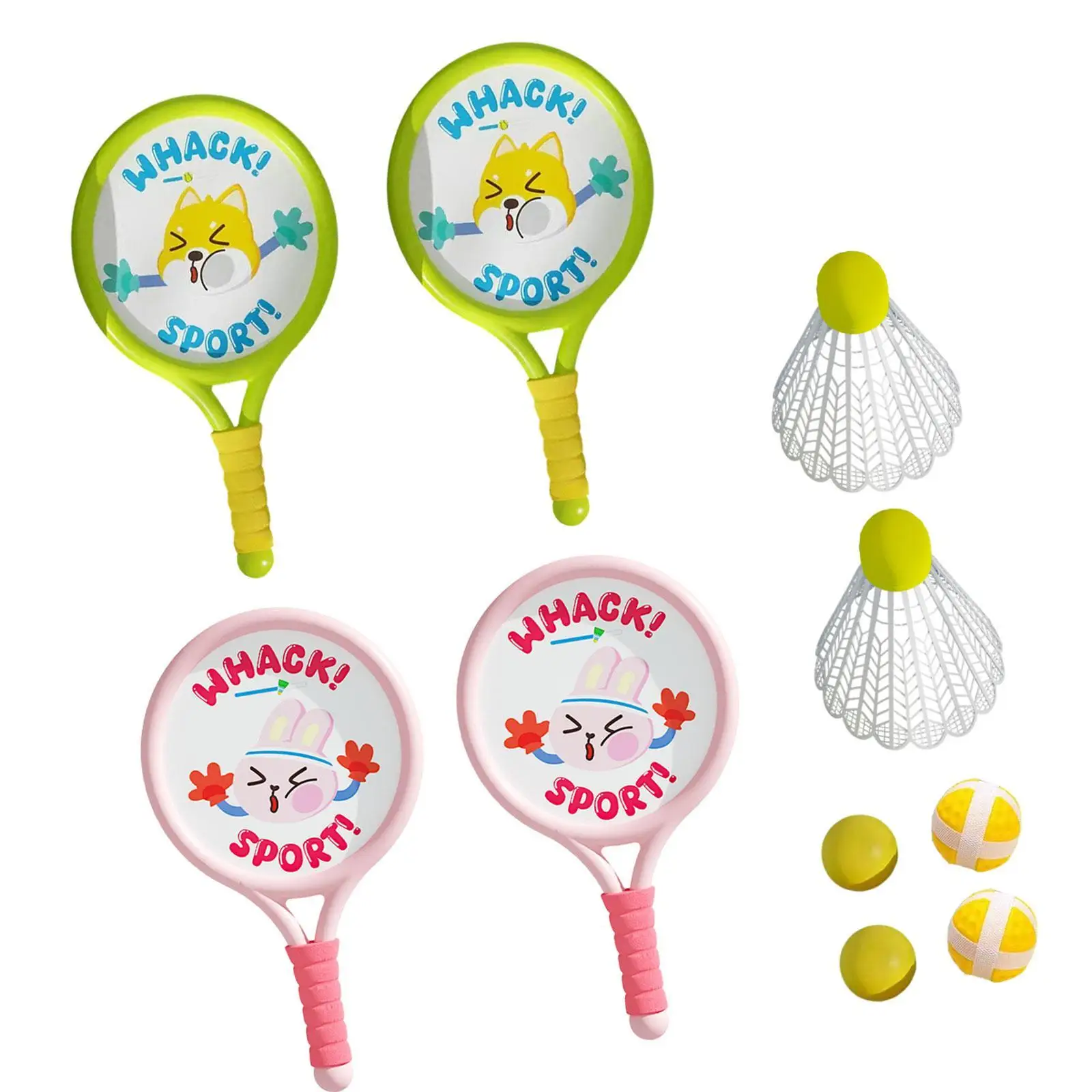 4Pcs Badminton Racket for Kids with Ball Shuttlecocks Badminton Play Set Interactive Toy Sports Toy for Kids Beach Lawn Backyard