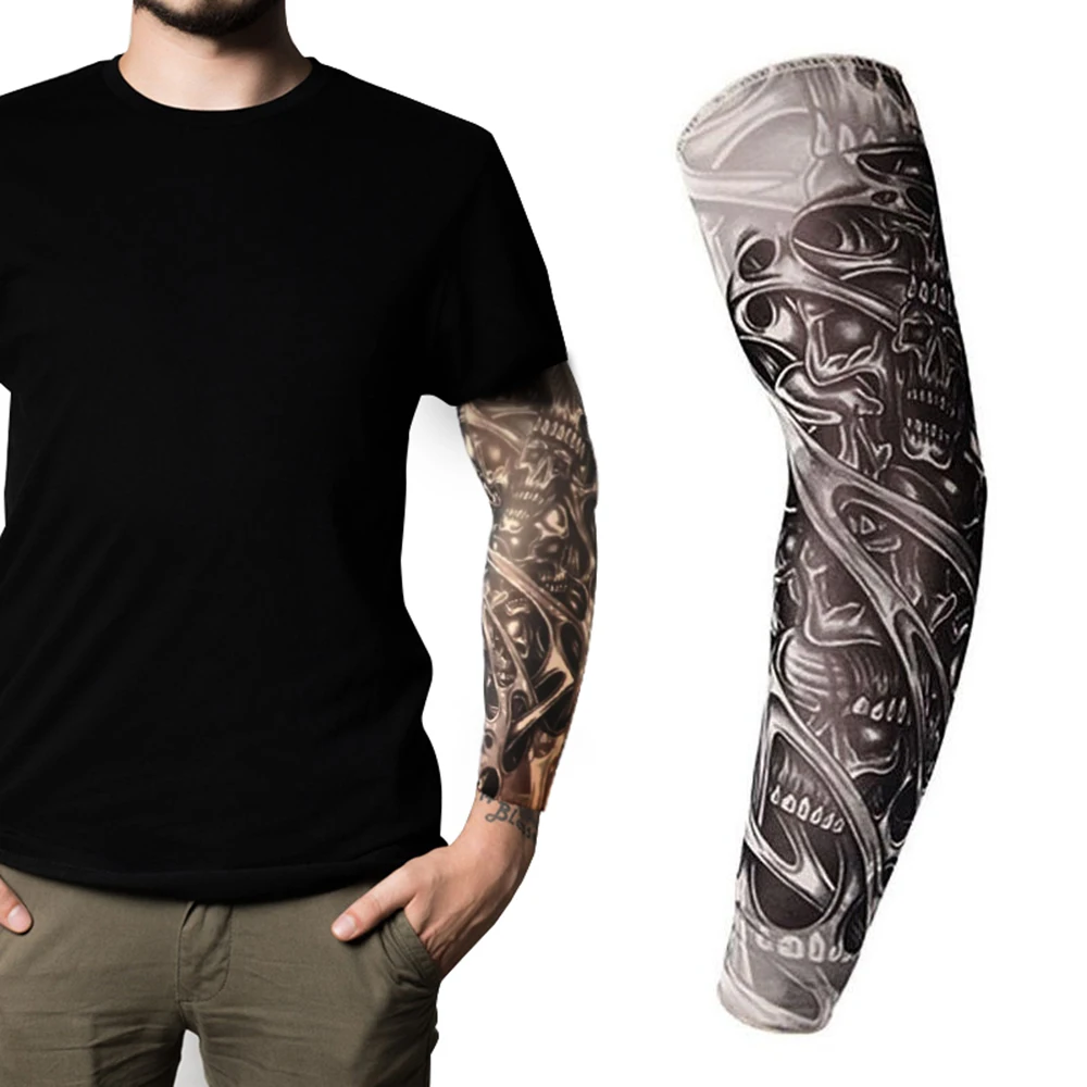 1PC Breathable 3D Tattoo UV Protection Arm Sleeve Arm Warmers Cycling Sun Protective Covers Quick Dry Summer Cooling Sleeves