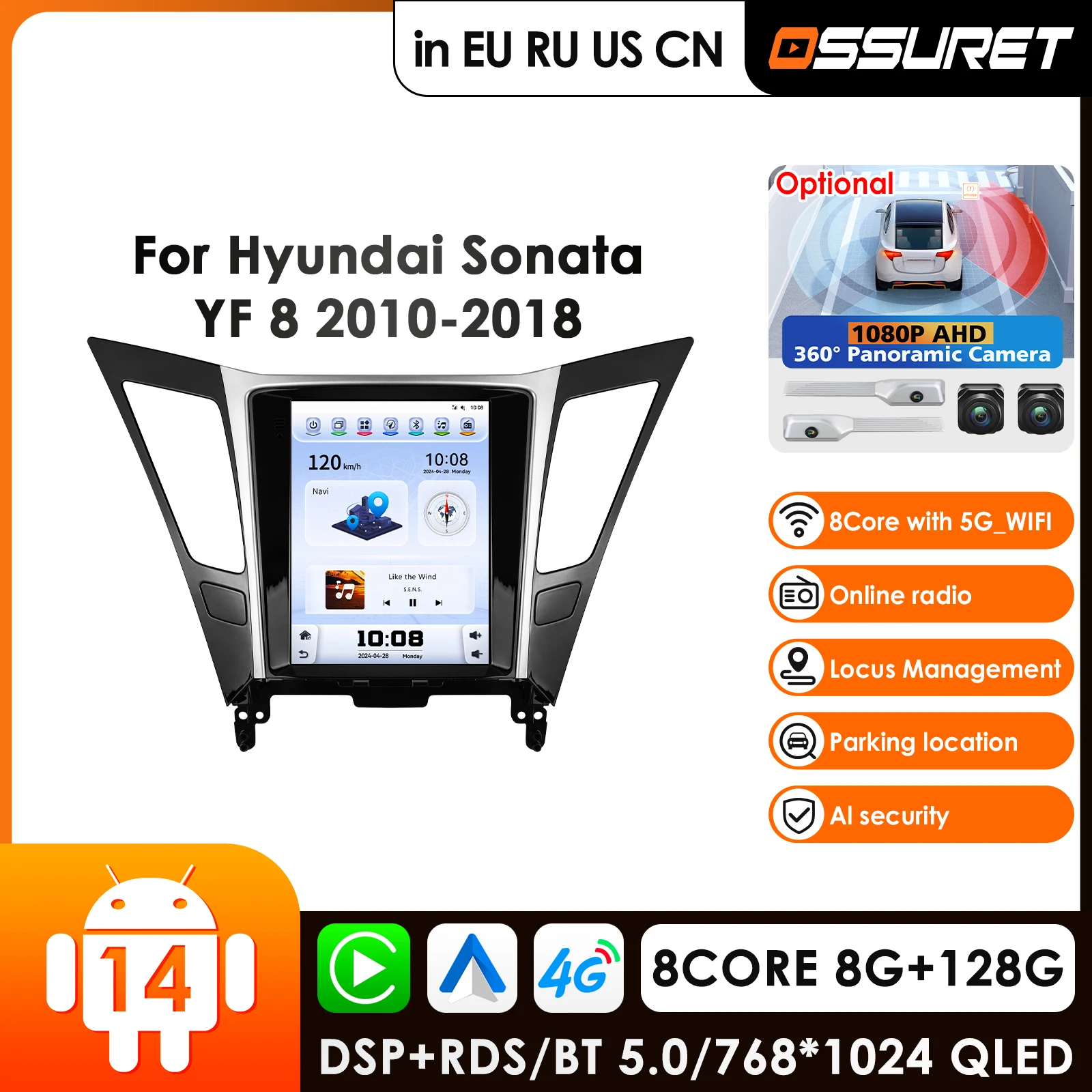 Android GPS For Hyundai Sonata 6 YF 2009 - 2014 Carplay Auto Radio Stereo Head unit Multimedia Player 8 CORE IPS LED Navigation