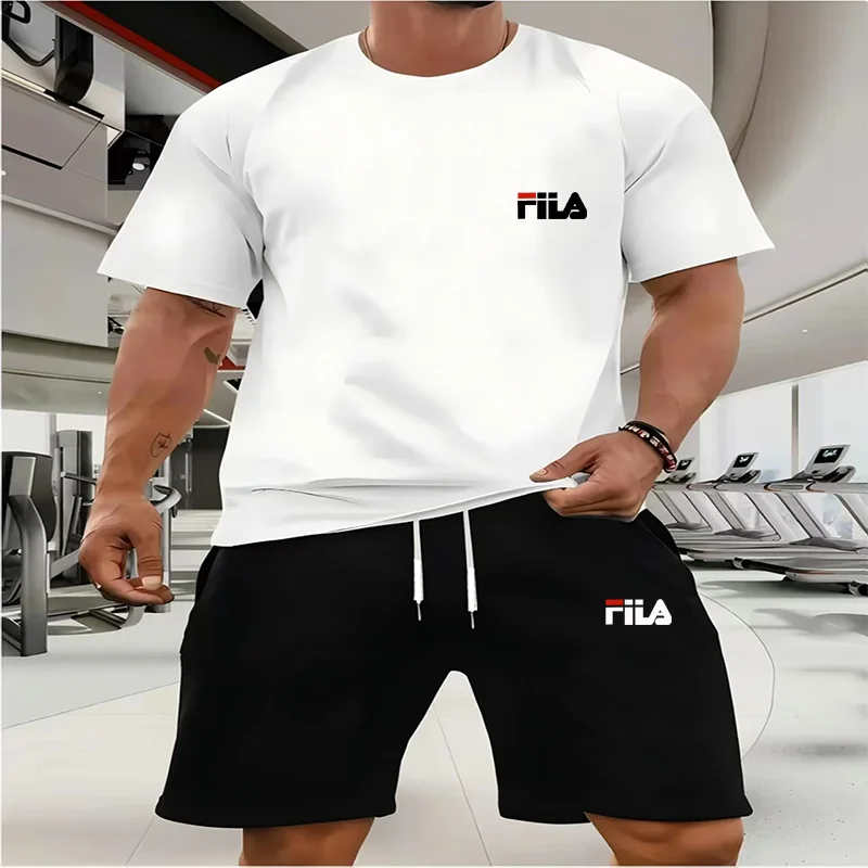 

Men's fitness suits, sportswear, casual t-shirts, photography outfits, slow-paced running, brand new, two-piece set