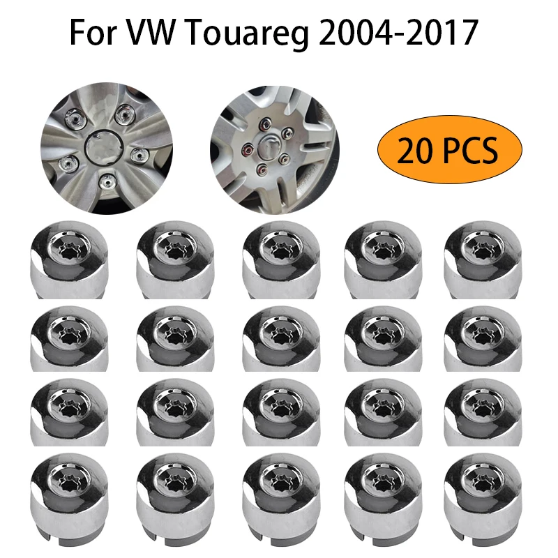 7L6601173A Car Chrome Wheel Lug Nut Bolt Cap Cover 20 PCS For Volkswagen Touareg 2004-2017