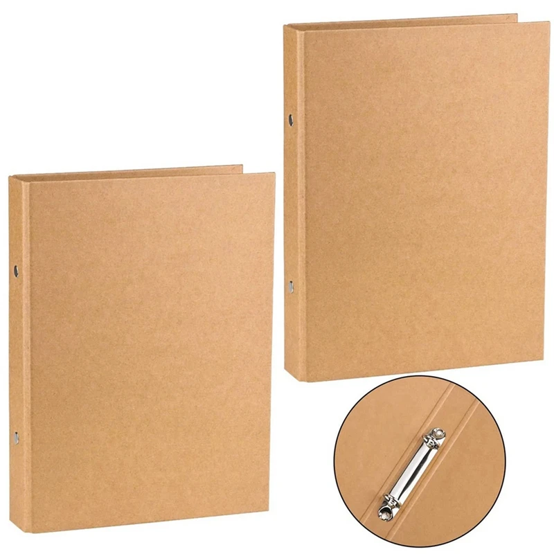 6Pcs A5 Refillable Ring Binder,A5 Kraft Paper Binder Tray With 2 Rings To Add Loose Sheets,A5 Kraft Paper Folders