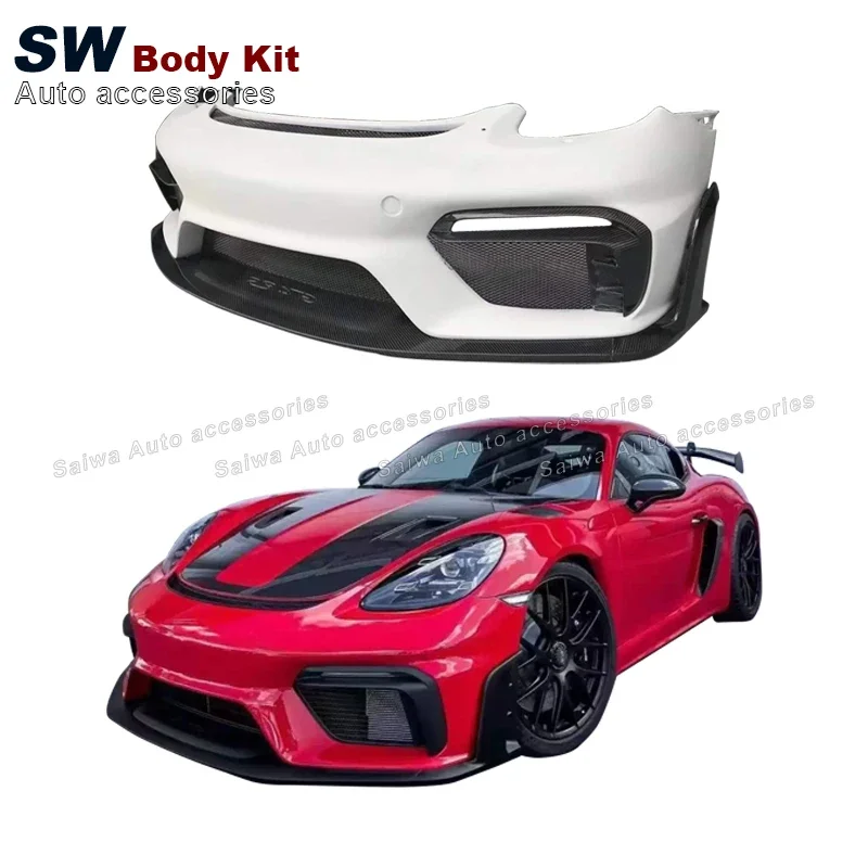 Part Of The Carbon Fiber GT4 RS Style Front Bumper For Porsche 718 Cayman Boxster 981 Modified Air Intake Grille Bumper