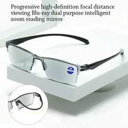Smart Automatic Zoom Reading Glasses Anti Blue Ray Eyeglasses Autofocus Power Half-Rim Near Far Computer Glasses