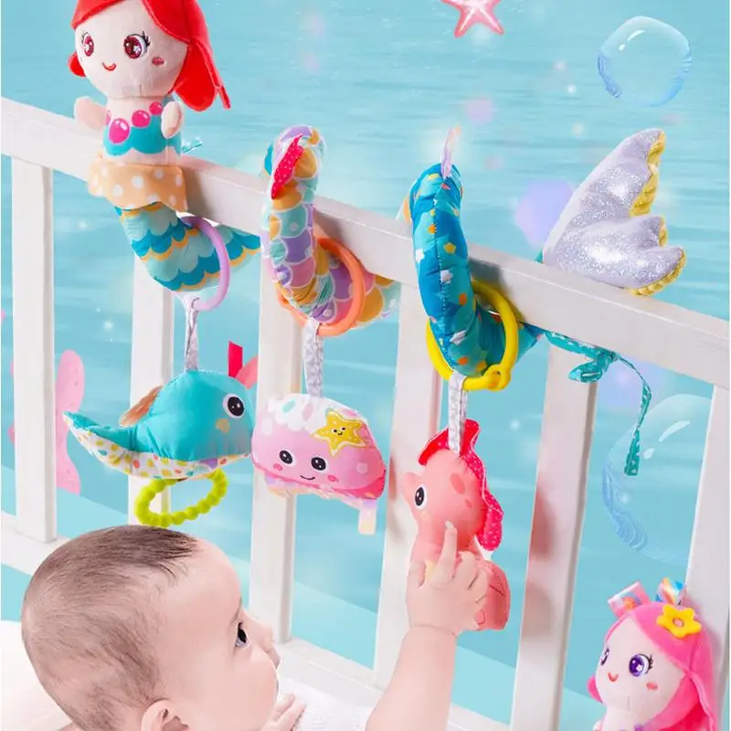 Bonito atividade musical spiraal berços carrinho de assento de carro viagem pendurado brinquedos sereia chocalho brinquedo recém-nascidos bebê sensorial brinquedo presentes