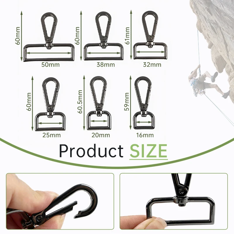 5/10Pcs 16/20/25/32/50mm Metal Bag Buckle Strap Swivel Lobster Clasp Webbing Trigger Snap Hooks Hangbag Hanger DIY Accessories