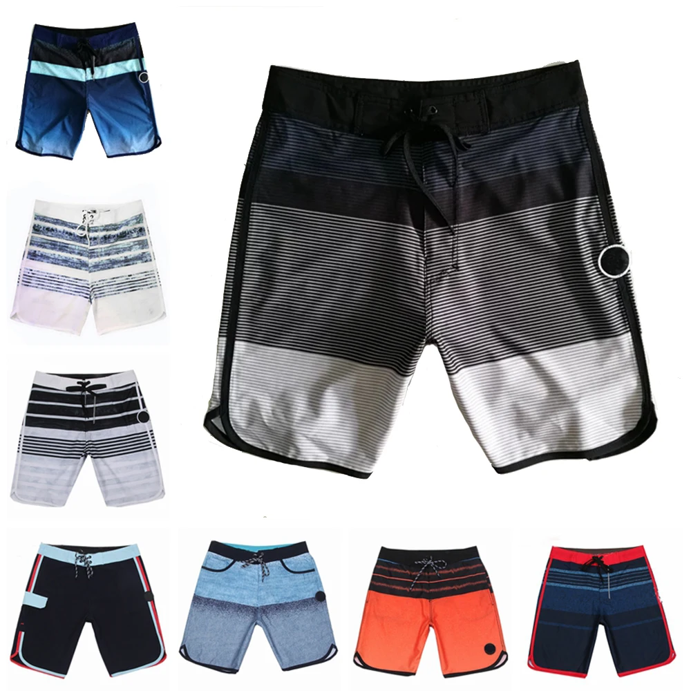 Short de plage imperméable à rayures pour homme, bermuda d'été, maillot de bain, grande taille, avec étiquette