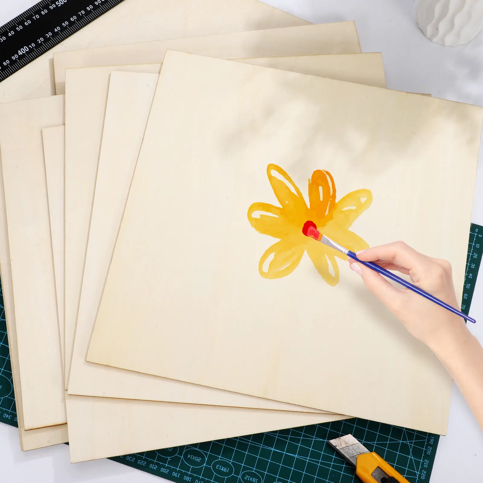 

12Pcs Multipurpose Plywood Wood Boards Unfinished Squares for Crafts Engraving Burning Carving DIY Wood Pieces for Crafting