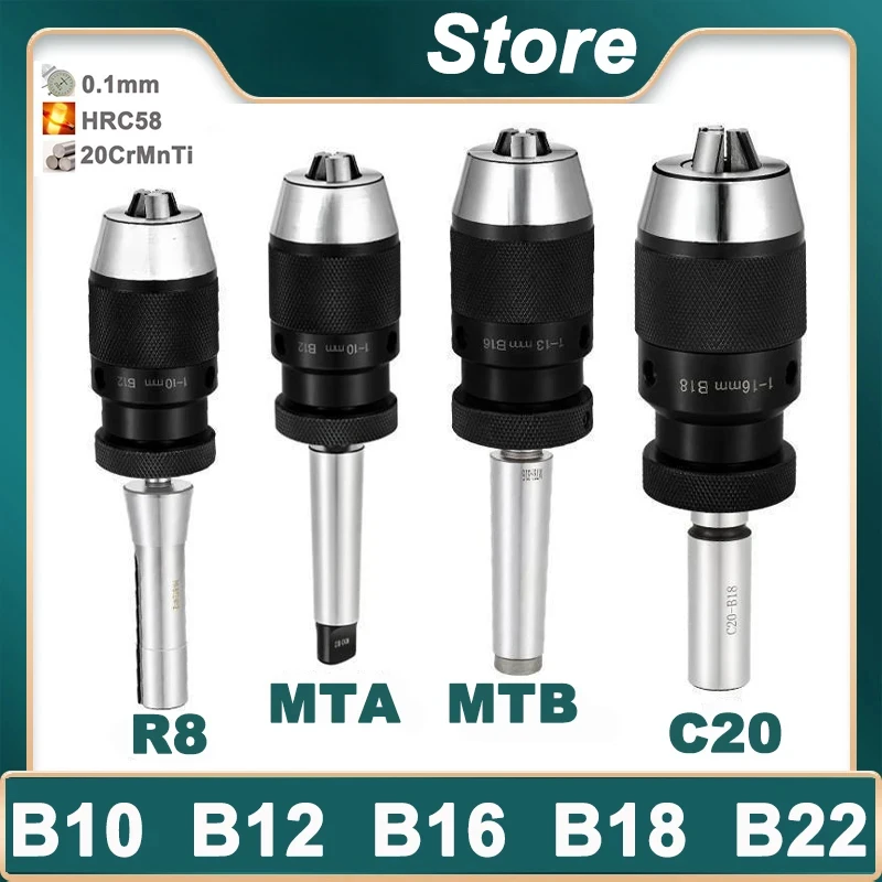 MT2 MT3 MT4 MT5 R8 C10 C12 C16 C20 B10 B12 B16 B18 B22 Morse Drill Chuck Lathe CNC drill machine self-tightening drill