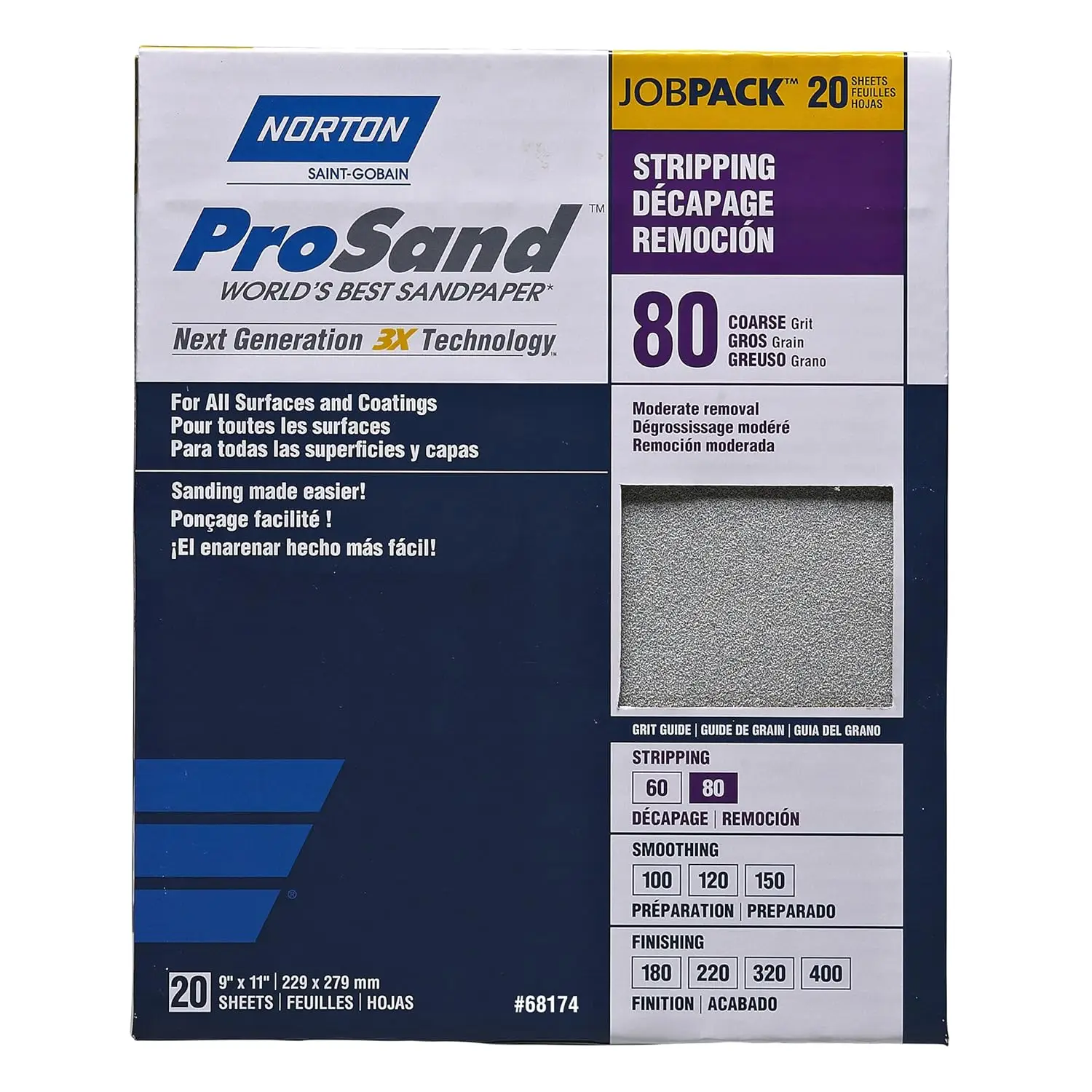 

9" x 11" Sanding Sheets, 80 Grit, Pack of 20 - Durable for Woodworking and DIY Projects