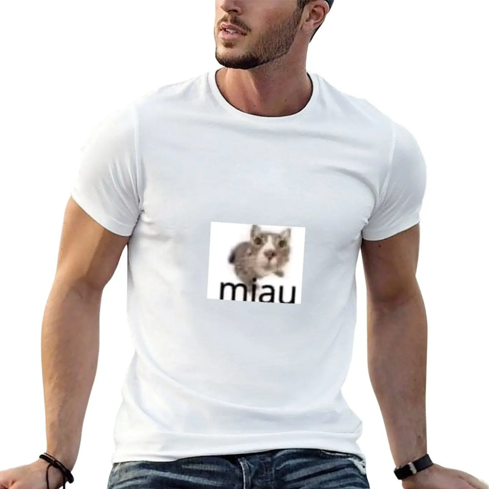 

man t t graphic cotton T-Shirt shirts shirts MIAU. funny