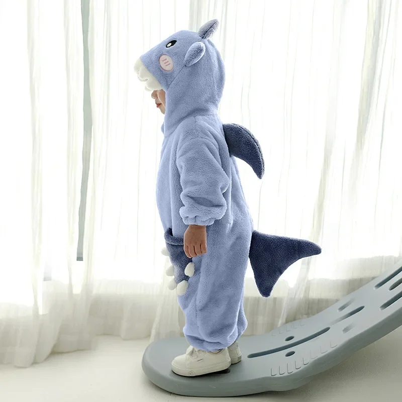 Animal Shark Infant Baby Romper Clothes Boy Girl Cartoon Pajamas Onesie Lovely Baby Cosplay Costume Hooded Jumpsuit with Tail