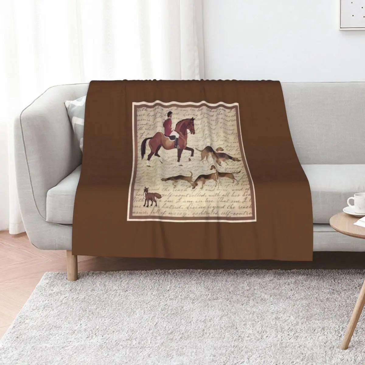 

vintage handwriting foxhunt equestrian print Throw Blanket Luxury Thicken Blankets For Bed Camping Softest Blankets