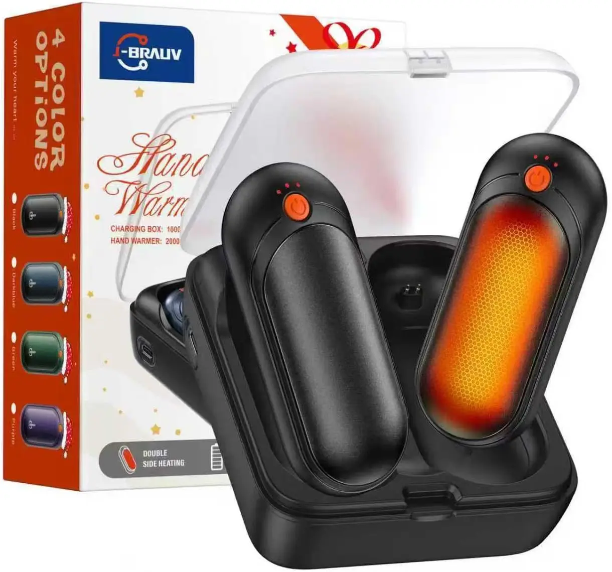 

Rechargeable Electric Hand Warmers 2 Pack, 24H Heat, 5 Levels, USB-C, Double-Sided, Outdoor Gifts