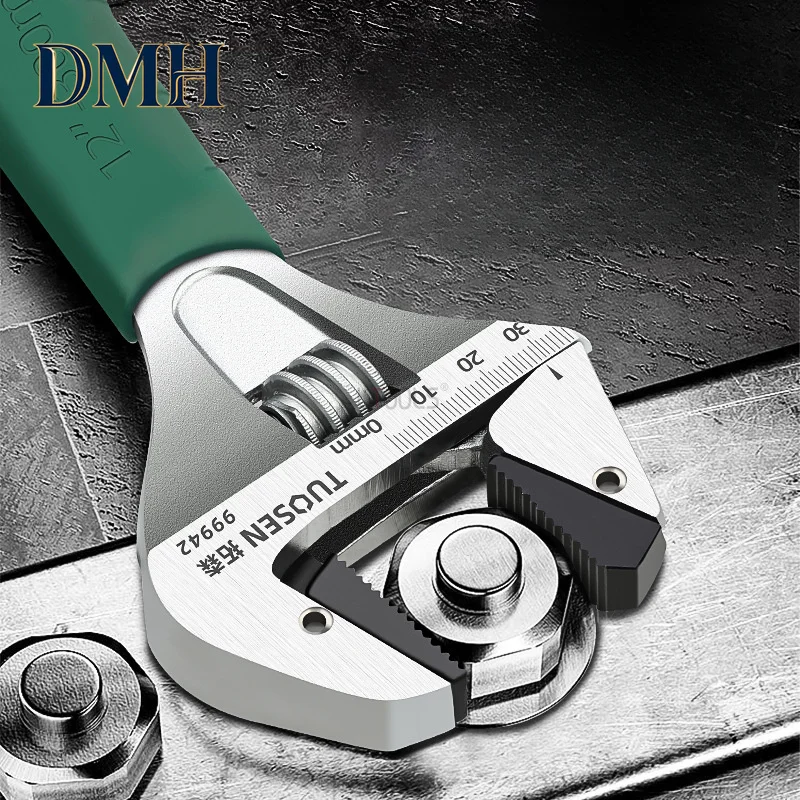 DMH-Adjustable Wrench Universal Spanner Dip Plastic Carbon Steel Electroplating Mechanical Workshop Hand Repair Tools Car Wrench