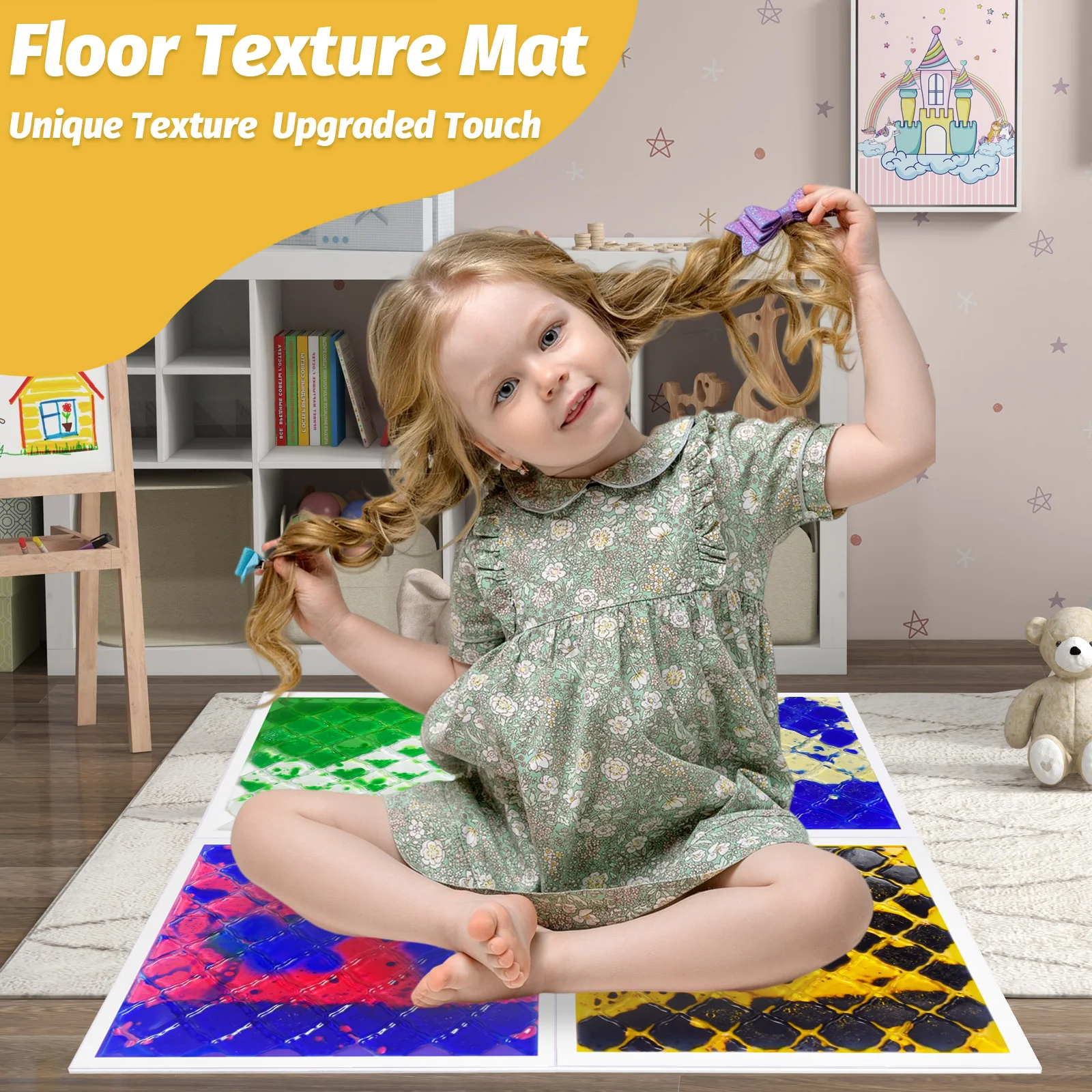 

Визуальный сенсорный игрушечный коврик для детей, тактильный сенсорный опыт, обучающий игровой коврик