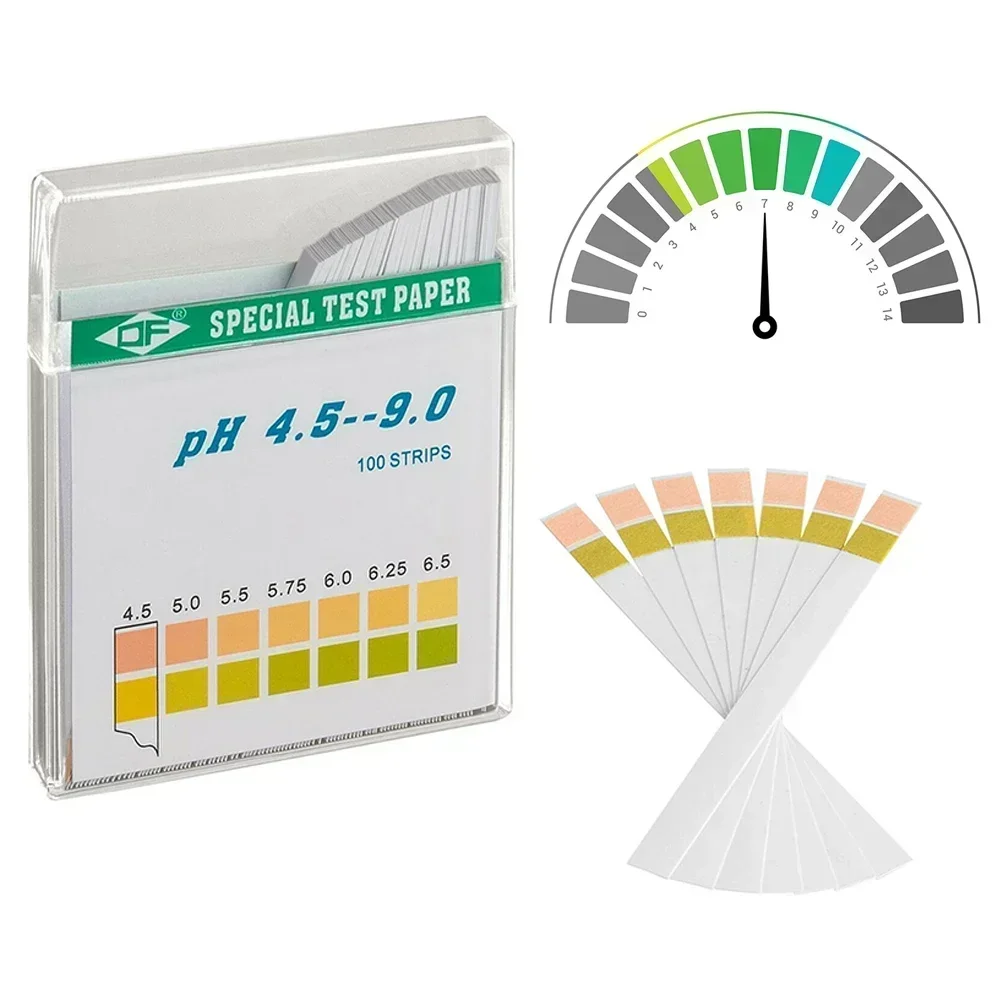 Imagem -02 - Pacote Tira de Teste de Valor de ph 4.5-9.0 ph Ácido Alcalino Indicador Papel Água Saliva Kit de Teste de Tornassol Água Potável Aquário 100 Unidades