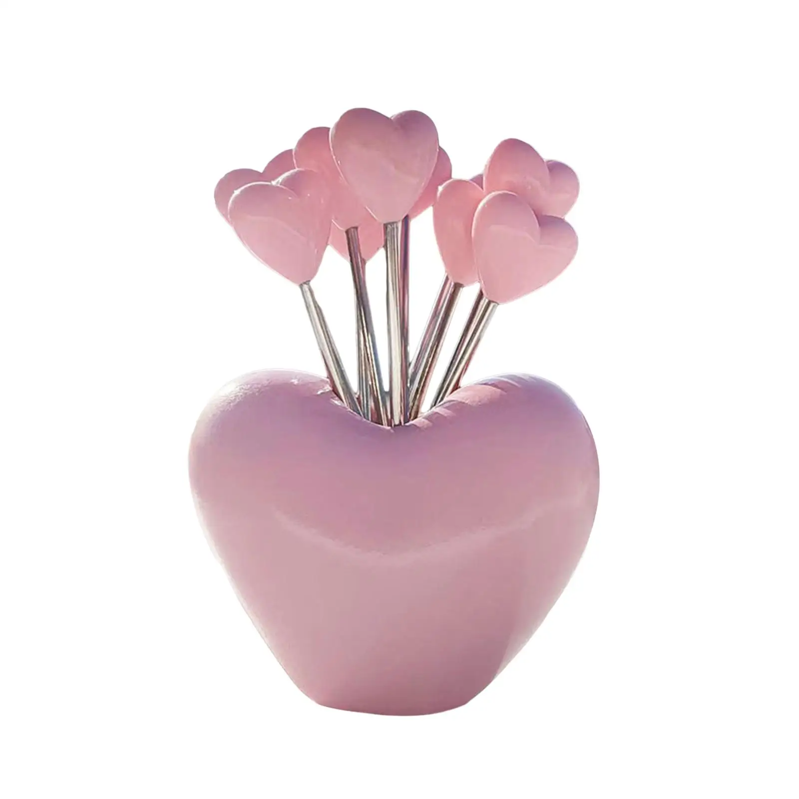 Premium Stainless Steel Fruit Fork Set with Heart-Shaped Stand