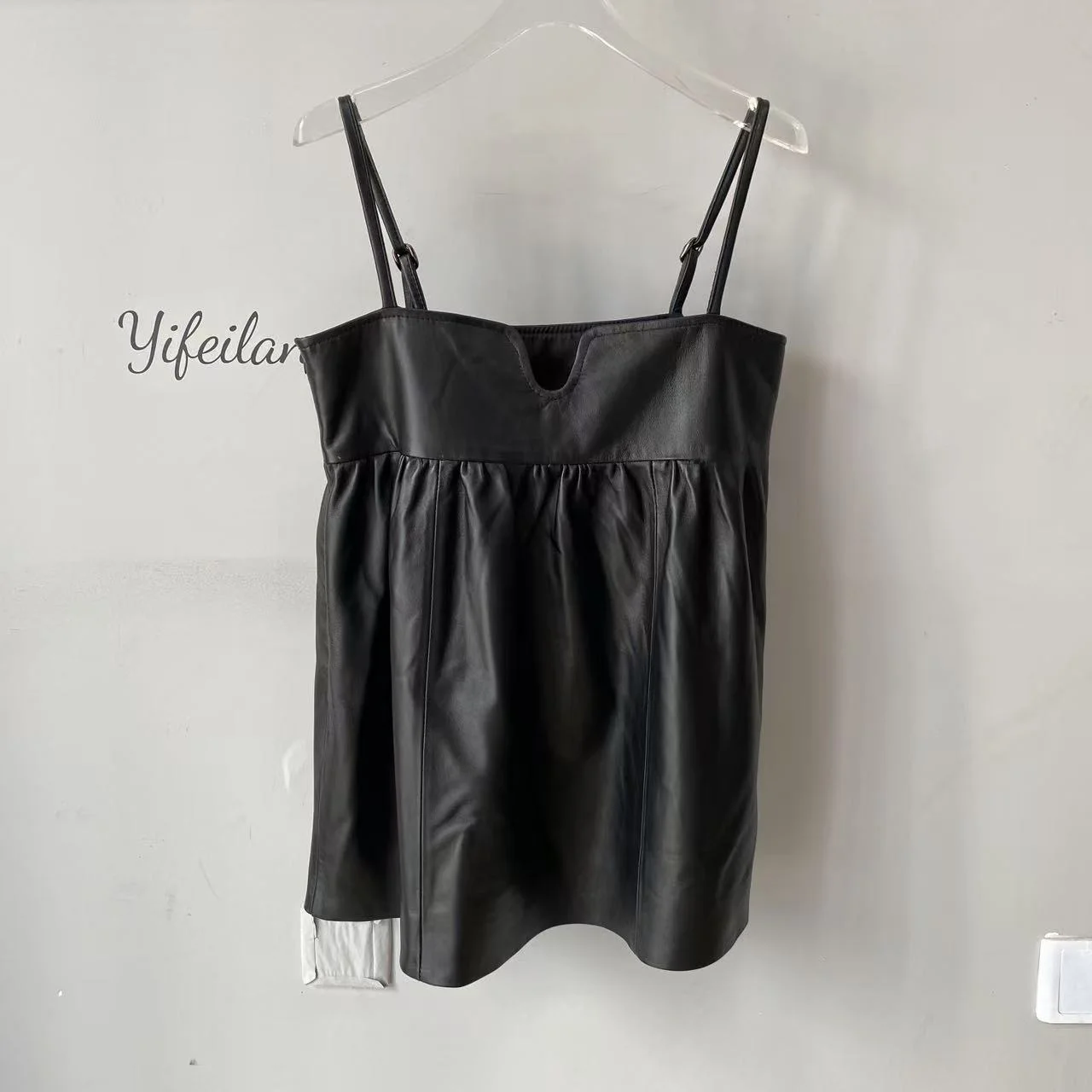 Faionable Women's eepskin Dr Strapl Midi Length Leather Jaet Coat Spring Autumn New Arrival Ele Sle