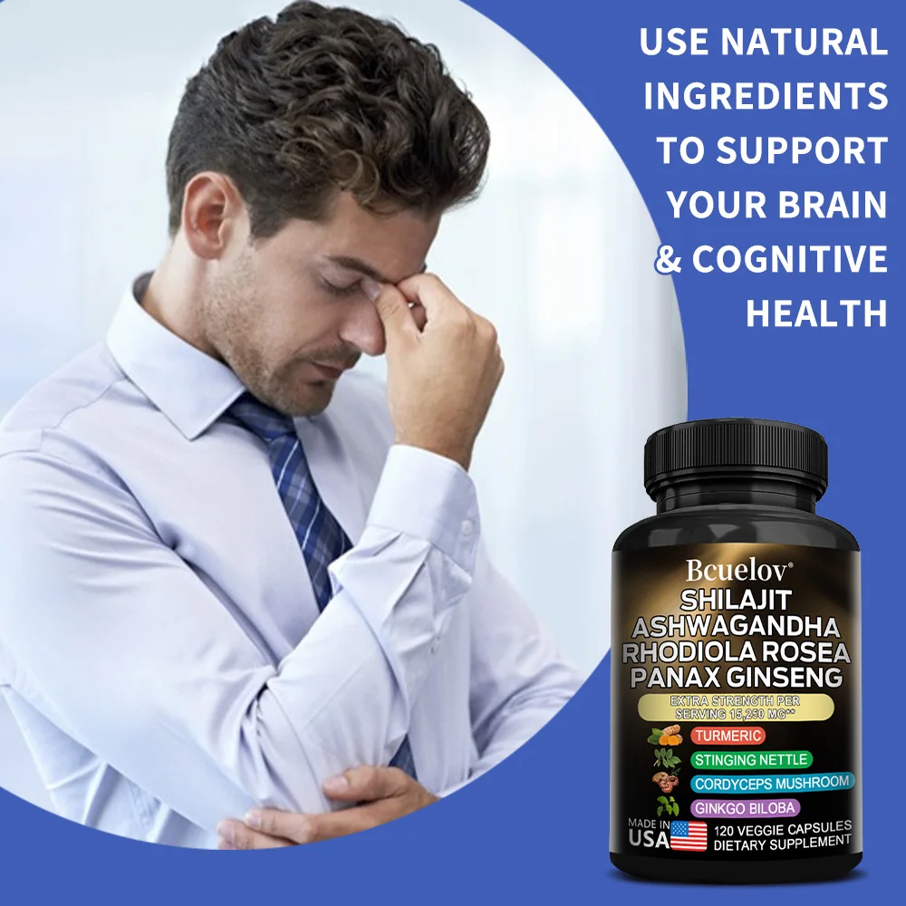 Shilajit Ashwagandha Rhodiola Rosea Ginseng Fórmula de alta concentración que promueve el sistema digestivo, el cerebro y el complemento de salud de las articulaciones