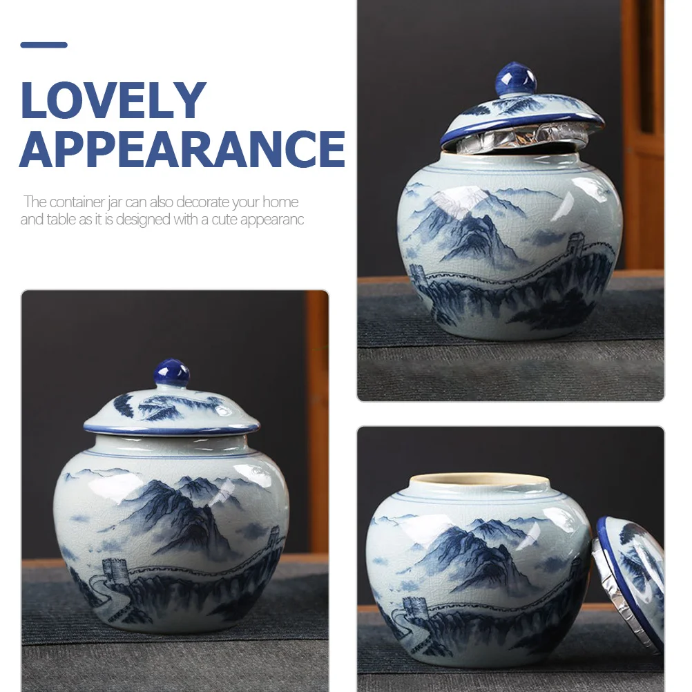 

Ceramic Tea Box Storage Holder Exquisite Airtight Kitchen Tea Organizer Candy Jar Home Supplies Home Candy Jar