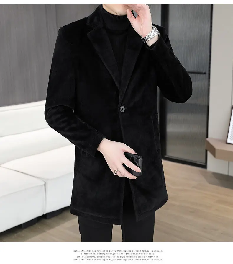 Hochwertige Herren-Wollmäntel 2026 Winter Business Casual Baumwoll-Verstärkte Mittellange Überzieher Warme Winddichte Jacken – Detail 17