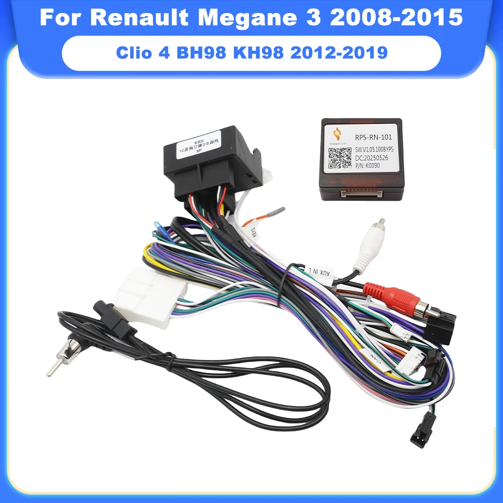 16 Pin for Renault Megane 3 2008-2015 for Renault Clio 4 BH98 KH98 2012-2019 Canbus Box Adaptor Wiring Harness Cable