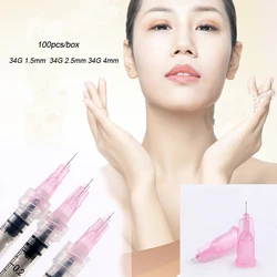 100pcs/box Disposable Sterile Skin Injection Needle 31G 4mm 34G 1.5/4mm 34GX2.5MM Skin Gel Injection Hand Tool Parts