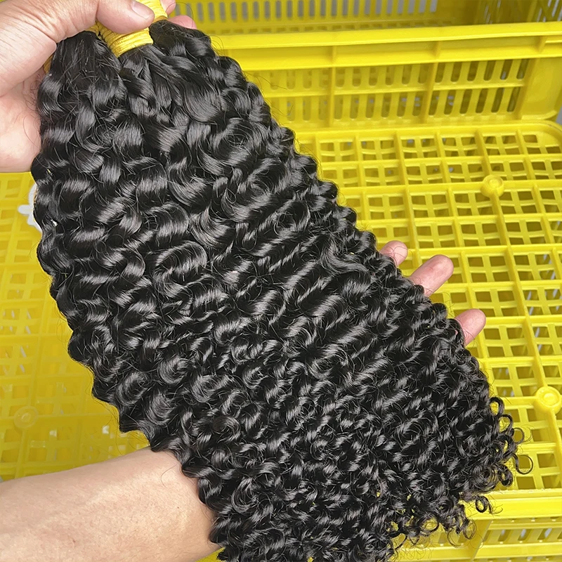 Deep Curly 100% Human Hair Bulk for Braiding Hair Extensions No Weft Brazilian Jerry Curly Natural Black Boho Braiding Hair Bulk