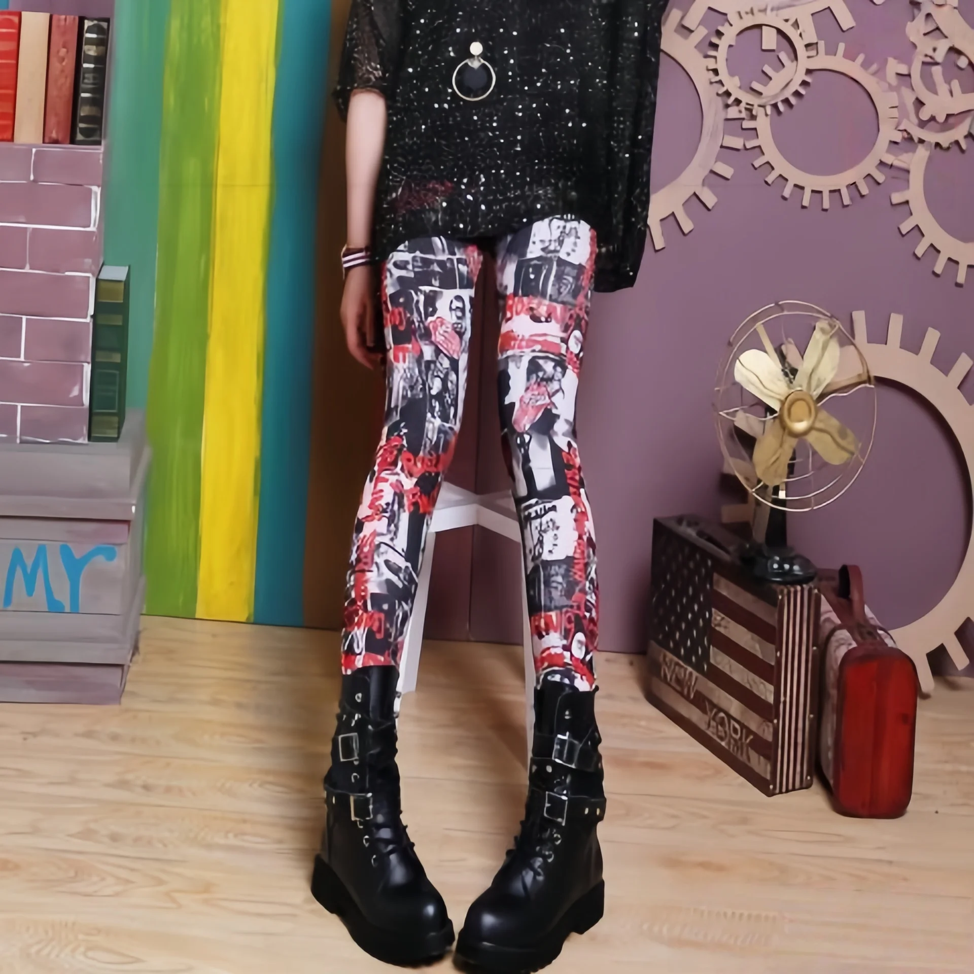 

DOIAESKV женские сексуальные красочные леггинсы, повседневные модные брюки, гетры, подходят для большинства женских леггинсов, брюки