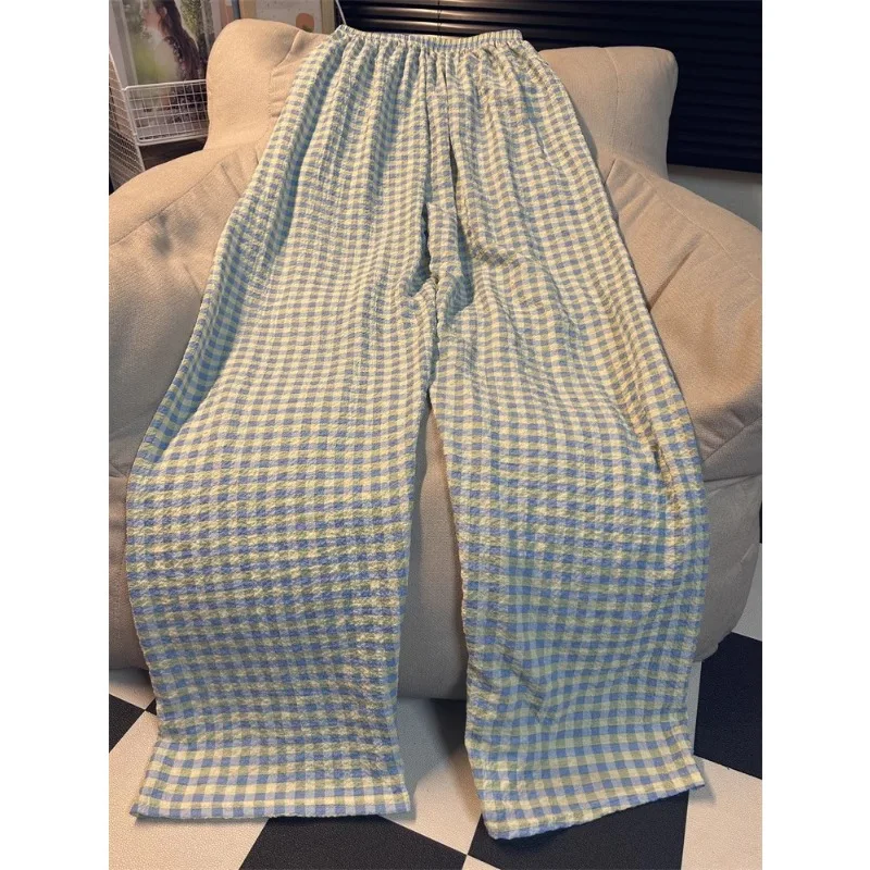 

Tall Women's Extra-Long Plaid Sleep Pants | Lightweight Loose Casual Outerwear-Friendly Loungewear Trousers