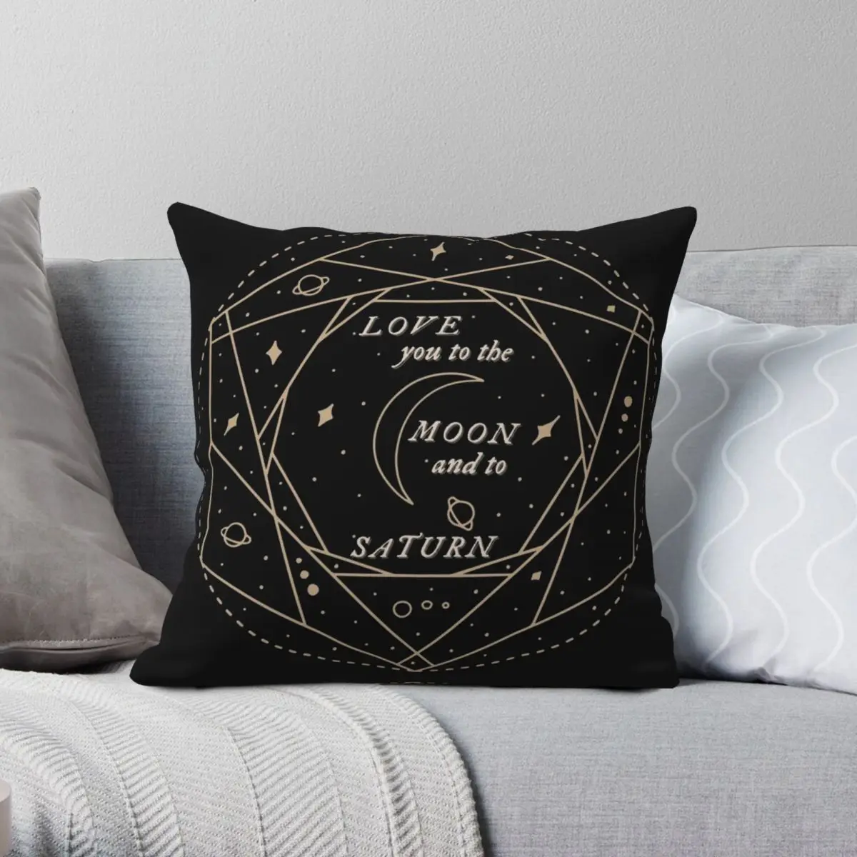 Love You To The Moon And To Saturn Square Pillowcase Polyester Linen Velvet Printed Zip Decor Pillow Case Room Cushion Cover