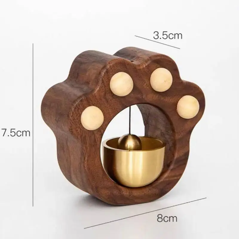 Hot Cat Claw Cartoon Doorbell Door Opening Reminder Wind Chime Japanese Style Solid Wood Magnetic Copper Bell Home Decoration