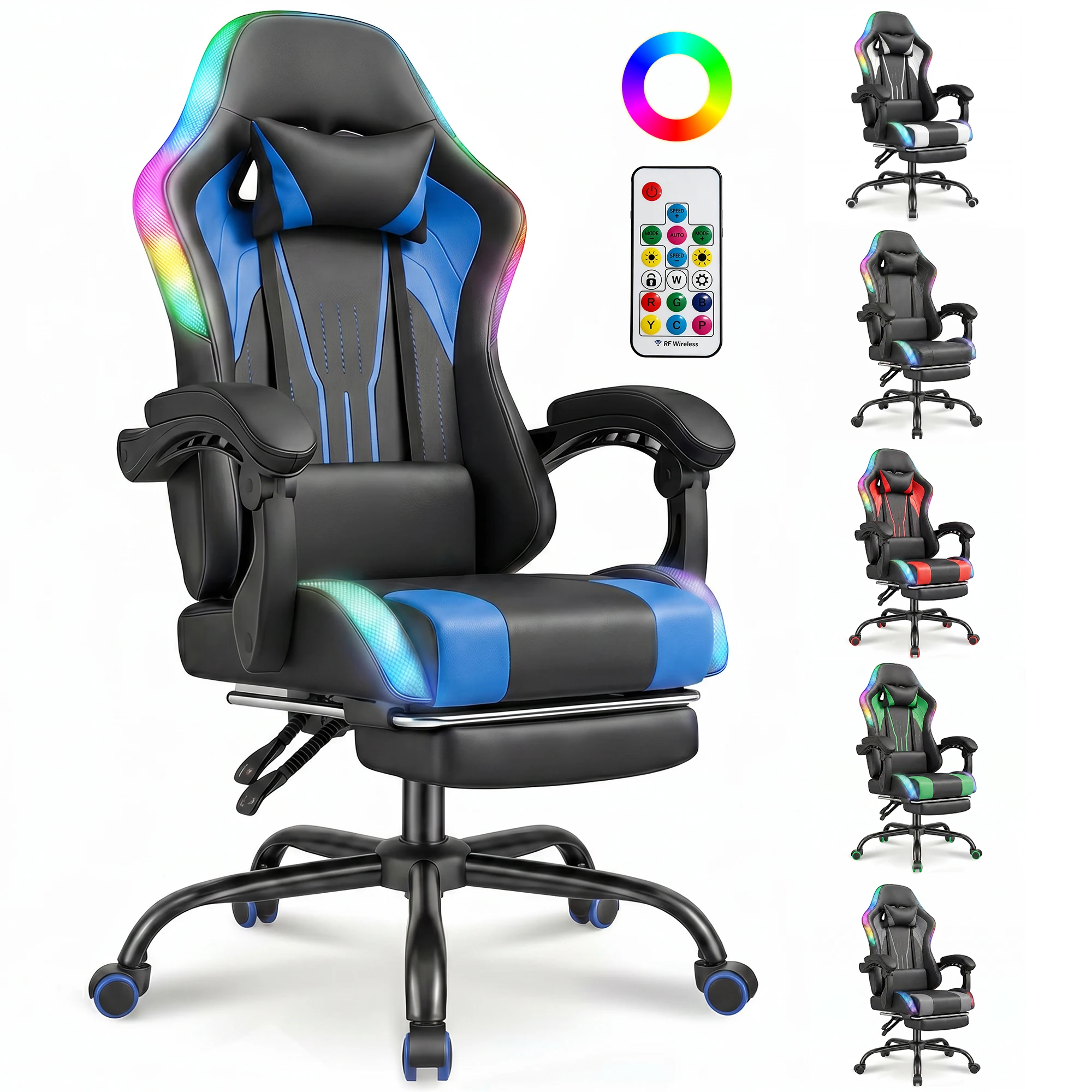 Chaise de jeu HOMALL - une chaise de jeu ergonomique avec support lombaire, dossier réglable, repose-pieds et réglage de la hauteur - pour un confort même lors de longues périodes de position assise