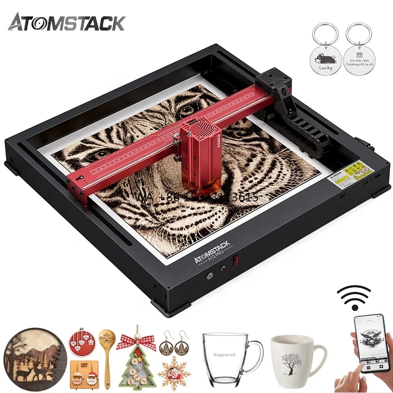 

Atomstack A12 X12 Pro 50W Second Generation Upgraded Version Wifi Controlled Wood Cutting Glass Dog Tag Laser Engraving Machine