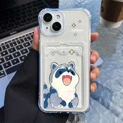 Wallet Card Holder Clear Soft Case For iPhone 15 16 13 14 12 11 Pro Max XS XR X 7 8 Plus SE 2022 Transparent Card Slots Cover